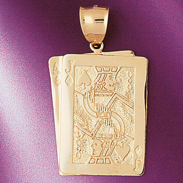 Dazzlers Jewelry Playing Cards Ace Jack Pendant Necklace Charm Bracelet in Yellow, White or Rose Go…