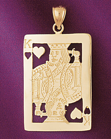Playing Cards King Heart Pendant Necklace Charm Bracelet in Yellow, White or Rose Gold 5463