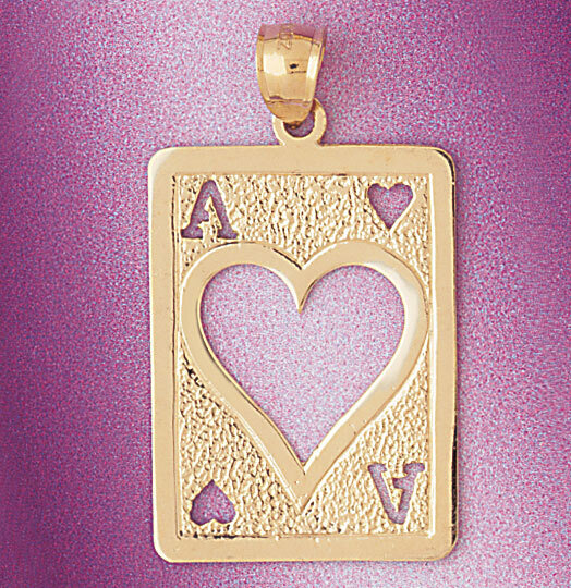 Playing Cards Ace Heart Pendant Necklace Charm Bracelet in Yellow, White or Rose Gold 5466