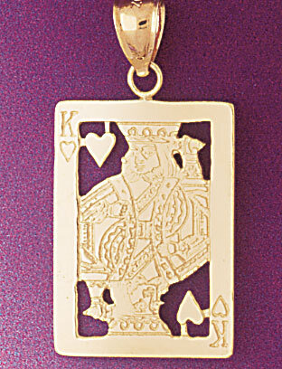 Playing Cards King Heart Pendant Necklace Charm Bracelet in Yellow, White or Rose Gold 5467