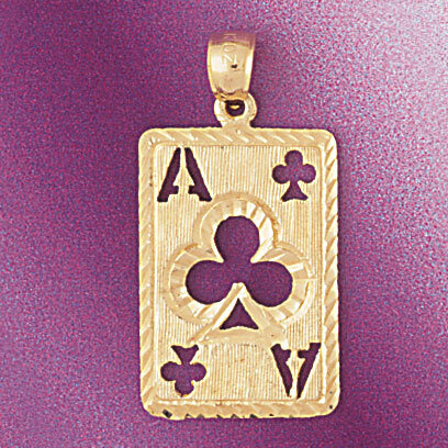Playing Cards Ace Club Pendant Necklace Charm Bracelet in Yellow, White or Rose Gold 5471