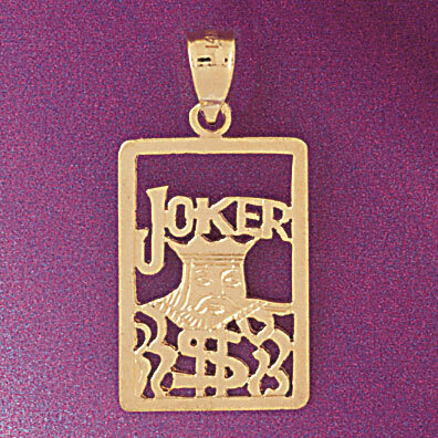 Playing Cards Joker Pendant Necklace Charm Bracelet in Yellow, White or Rose Gold 5473