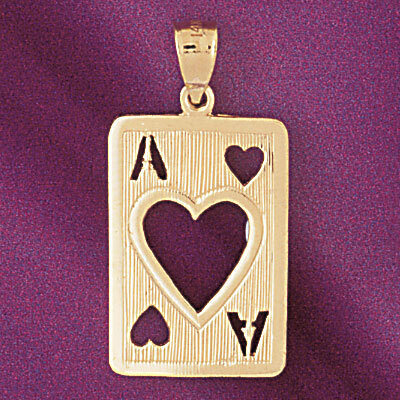 Playing Cards Ace Heart Pendant Necklace Charm Bracelet in Yellow, White or Rose Gold 5474