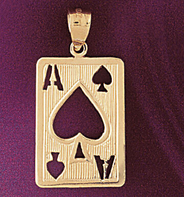 Playing Cards Ace Club Pendant Necklace Charm Bracelet in Yellow, White or Rose Gold 5475
