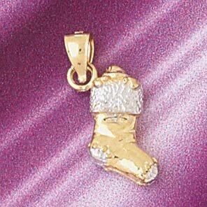 Christmas 3D Pendant Necklace Charm Bracelet in Yellow, White or Rose Gold 5477