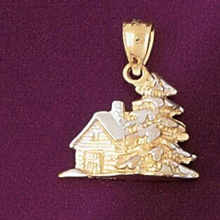 Christmas Tree 3D Pendant Necklace Charm Bracelet in Yellow, White or Rose Gold 5479