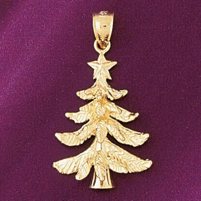 Christmas Tree Pendant Necklace Charm Bracelet in Yellow, White or Rose Gold 5482