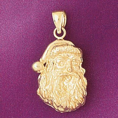 Santa Clause 3D Pendant Necklace Charm Bracelet in Yellow, White or Rose Gold 5490