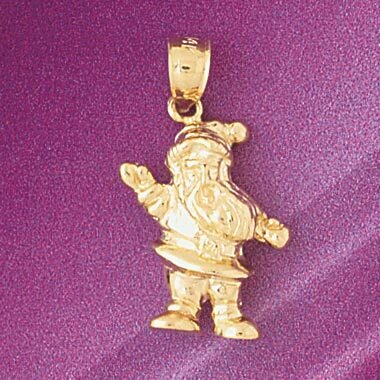 Santa Clause 3D Pendant Necklace Charm Bracelet in Yellow, White or Rose Gold 5491