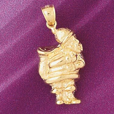 Santa Clause 3D Pendant Necklace Charm Bracelet in Yellow, White or Rose Gold 5492