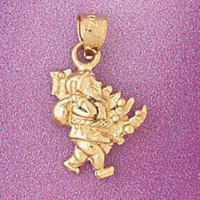 Santa Clause 3D Pendant Necklace Charm Bracelet in Yellow, White or Rose Gold 5494