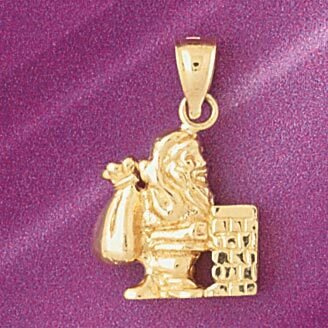 Santa Clause 3D Pendant Necklace Charm Bracelet in Yellow, White or Rose Gold 5495