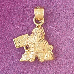 Santa Clause 3D Pendant Necklace Charm Bracelet in Yellow, White or Rose Gold 5498