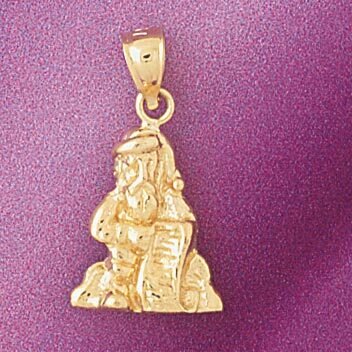 Santa Clause 3D Pendant Necklace Charm Bracelet in Yellow, White or Rose Gold 5499