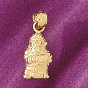 Santa Clause 3D Pendant Necklace Charm Bracelet in Yellow, White or Rose Gold 5500