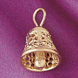 Dazzlers Jewelry Christmas Bell Pendant Necklace Charm Bracelet in Yellow, White or Rose Gold 5502,…