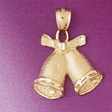 Dazzlers Jewelry Christmas Bell Pendant Necklace Charm Bracelet in Yellow, White or Rose Gold 5506,…