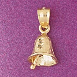Christmas Bell Pendant Necklace Charm Bracelet in Yellow, White or Rose Gold 5511