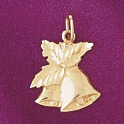 Christmas Bell Pendant Necklace Charm Bracelet in Yellow, White or Rose Gold 5513
