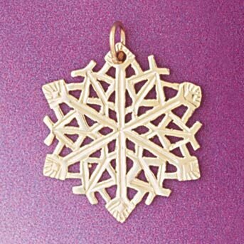 Christmas Snowflake Pendant Necklace Charm Bracelet in Yellow, White or Rose Gold 5515
