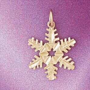 Christmas Snowflake Pendant Necklace Charm Bracelet in Yellow, White or Rose Gold 5526