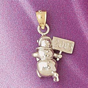 Christmas Snowman Pendant Necklace Charm Bracelet in Yellow, White or Rose Gold 5542