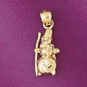 Christmas Snowman Pendant Necklace Charm Bracelet in Yellow, White or Rose Gold 5544