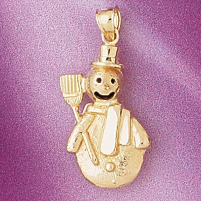 Christmas Snowman Pendant Necklace Charm Bracelet in Yellow, White or Rose Gold 5547