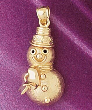 Christmas Snowman Pendant Necklace Charm Bracelet in Yellow, White or Rose Gold 5548