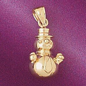 Christmas Snowman Pendant Necklace Charm Bracelet in Yellow, White or Rose Gold 5551