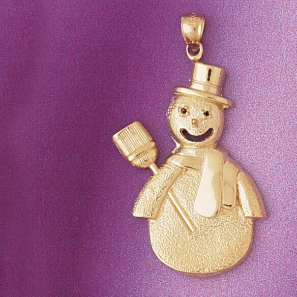 Snowman Pendant Necklace Charm Bracelet in Yellow, White or Rose Gold 5559