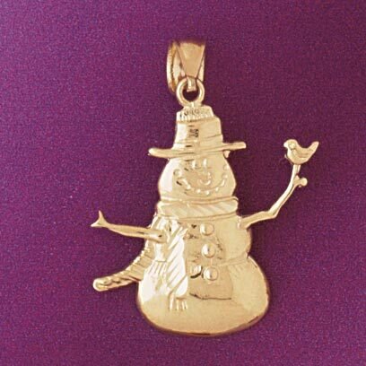 Snowman Pendant Necklace Charm Bracelet in Yellow, White or Rose Gold 5561