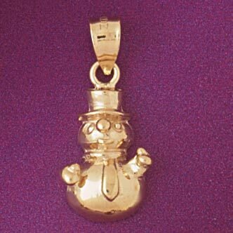 Snowman Pendant Necklace Charm Bracelet in Yellow, White or Rose Gold 5562