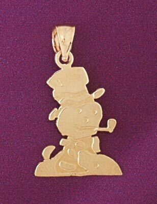 Snowman Pendant Necklace Charm Bracelet in Yellow, White or Rose Gold 5563