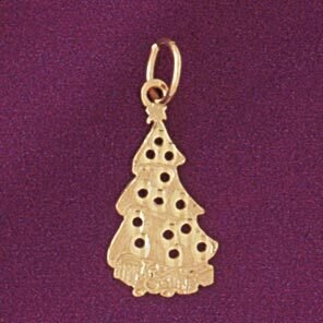Christmas Tree Pendant Necklace Charm Bracelet in Yellow, White or Rose Gold 5570