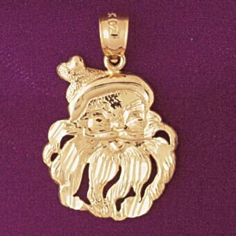 Santa Clause Pendant Necklace Charm Bracelet in Yellow, White or Rose Gold 5573