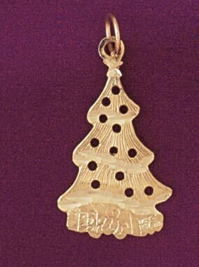 Christmas Tree Pendant Necklace Charm Bracelet in Yellow, White or Rose Gold 5574