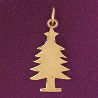 Christmas Tree Pendant Necklace Charm Bracelet in Yellow, White or Rose Gold 5575