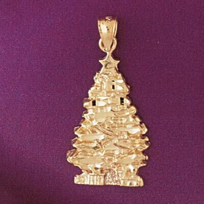 Christmas Tree Pendant Necklace Charm Bracelet in Yellow, White or Rose Gold 5578