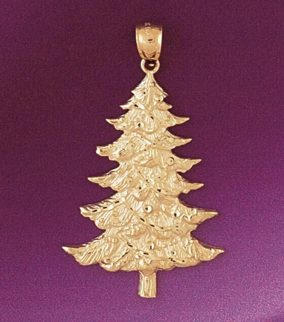 Christmas Tree Pendant Necklace Charm Bracelet in Yellow, White or Rose Gold 5580