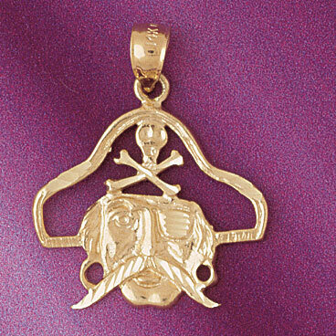 Pirate Pendant Necklace Charm Bracelet in Yellow, White or Rose Gold 5589