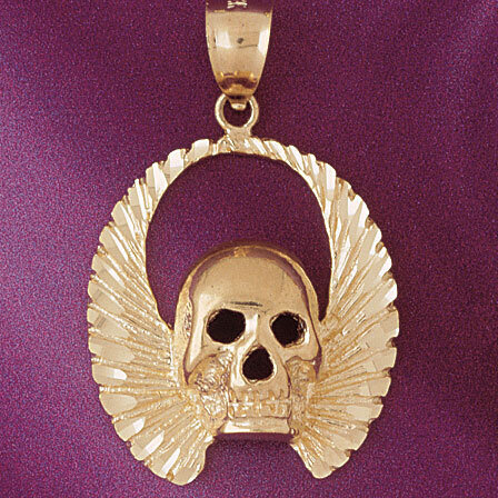 Skull Pendant Necklace Charm Bracelet in Yellow, White or Rose Gold 5591
