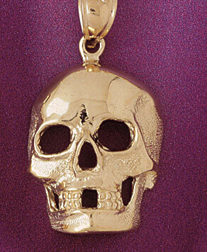 Skull Pendant Necklace Charm Bracelet in Yellow, White or Rose Gold 5592
