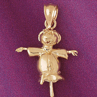 Scarecrow Pendant Necklace Charm Bracelet in Yellow, White or Rose Gold 5596