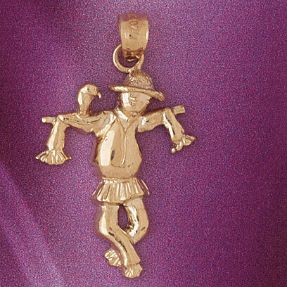Scarecrow Pendant Necklace Charm Bracelet in Yellow, White or Rose Gold 5598