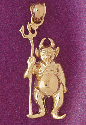 Devil Diablo Pendant Necklace Charm Bracelet in Yellow, White or Rose Gold 5603