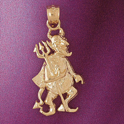 Devil Diablo Pendant Necklace Charm Bracelet in Yellow, White or Rose Gold 5604