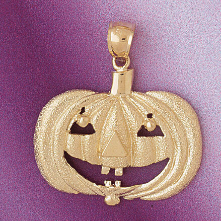 Halloween Pumpkin Pendant Necklace Charm Bracelet in Yellow, White or Rose Gold 5605