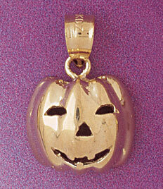 Halloween Pumpkin Pendant Necklace Charm Bracelet in Yellow, White or Rose Gold 5607