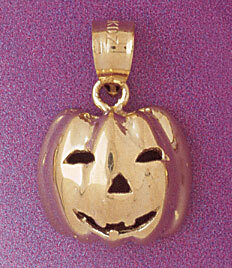 Dazzlers Jewelry Halloween Pumpkin Pendant Necklace Charm Bracelet in Yellow, White or Rose Gold 56…